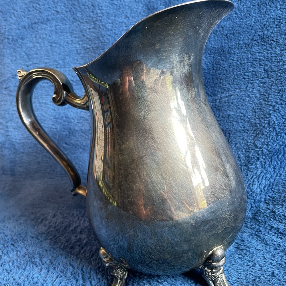 Vintage Kent Silversmith Water Decorative And Footed Pitcher